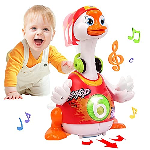 Baby Toys 12-18 Months Early Education Funny Dancing Hip-Hop Swing Goose ,Music Walking Flashing Lights Gifts Toys for 1 2 3 Years Old Boys Girls Toddlers (Random Color)
