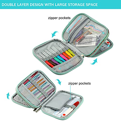 QZLKNIT DIY Crochet Hook Case, Portable Organizer Bag for Crochet Needles and Other Knitting Accessories, Easy to Carry for Crochet Beginners and Knitting Lovers
