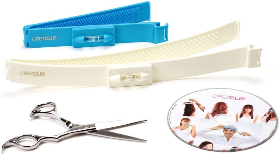 Original CreaClip Deluxe Package Hair Cutting Tools - As seen on Shark Tank - CreaClip Set & Scissors and Instruct. DVD Professional Home Haircutting Guide, Home Hair Cutting Clips for Bangs, Layers