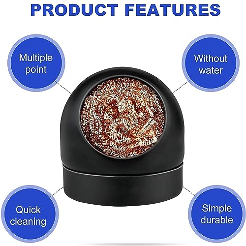 Image of Tch-1Pc Tip Cleaner for Soldering Irons - Copper Sponge, Effective Tip Maintenance, Extends Life of Soldering Tips, Compatible with All Soldering Iron Models, Easy to Use, Black
