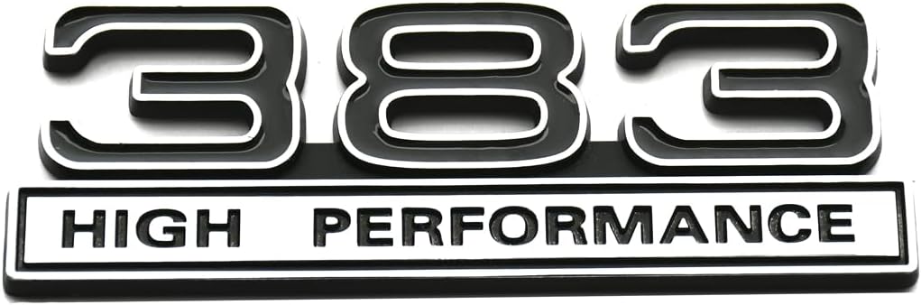 1pc 383 6.2L High Performance Engine Emblems Badge 3D Decals Stickers Cars Trucks (Chrome Black) - Image 2