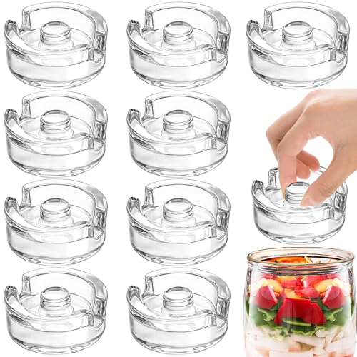 Mezchi 9-Pack Fermentation Weights with Easy Grip Handle, Glass Lids for Wide-Mouth Jars, Perfect for Pickling Sauerkraut, Pickles and Other Fermented Foods