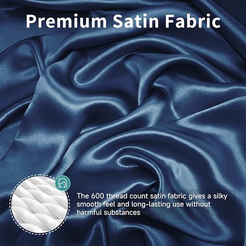 Image of Satin Bassinet Sheets Boy, Great for Baby Hair, Soft Silk Feeling Sheet for Bassinet Mattress & Pad, Gift for Newborn and Infant (Navy Blue)