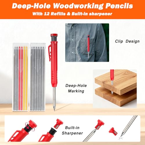 2pcs Rafter Square, 12-inch & 7-inch Carpenter Sqaure Set withWoodworking Pencil, Carpenter Measuring Layout Tool,Aluminum Alloy Triangle Ruler for Woodworking- Imperial by RONGPRO - Image 6