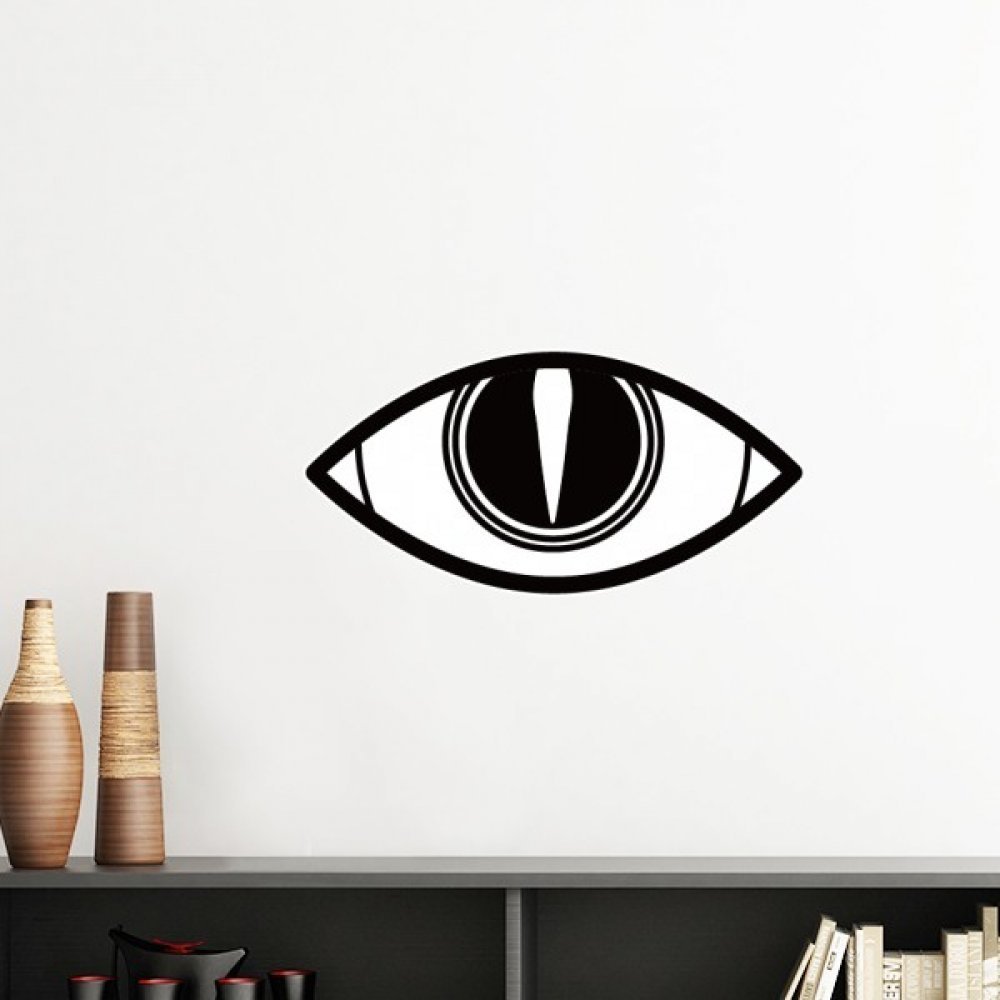 Sticker mural yeux bleus 40cm silhouette noire amovible pour decoration de chambre