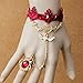 Produktbild JASIN Spitze-Armband-Ring, Gotik Rote Spitze Retro Frauen-Weihnachtsdekoration-Spitze-Armband Mit Ring Einer Kette