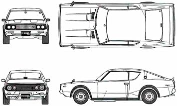 A4 Photo Blueprint Nissan Skyline GT R KPGC110 Coupe 1972