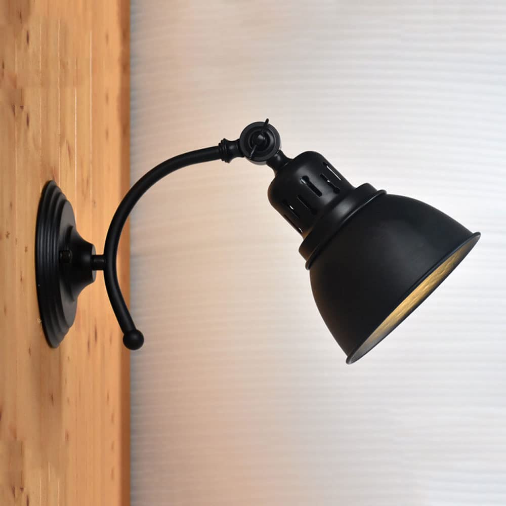 Lámpara de pared de metal negro con diseño industrial vintage E27
