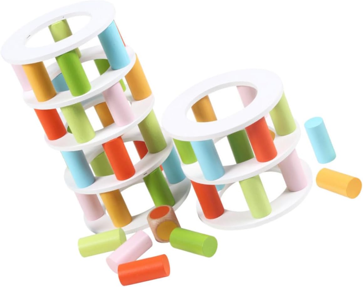 1 Set Wooden Balancing Game Educational Building Blocks for Enhances Concentration Imagination Parent Interaction Safe Wood Plaything