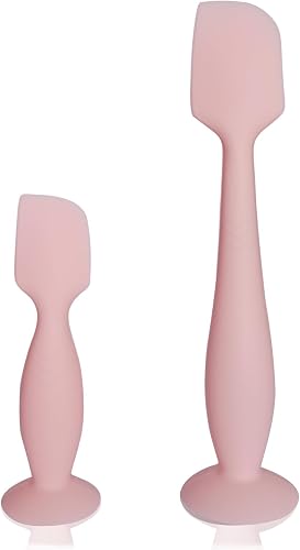 2-Pack Silicone Diaper Cream Spatula, Ergonomic Non-Slip Handle | Ergonomic Non-Slip Handle, Full+Mini Size, Durable Silicone, Easy to Clean, Suction Base, BPA-Free, Dishwasher Safe