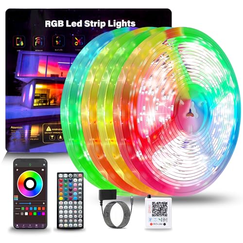 Image of GANZQH 400FT Led Lights for Bedroom, Color Changing RGB Led Strip Lights Indoor, Music Sync Led Light Strip with Remote and App Control, DIY Led lights for Room Home Decor Ambient Lighting (4*100FT)
