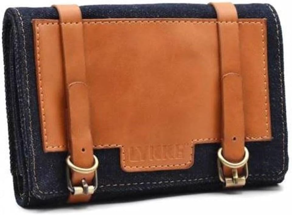 LYKKE Taylor Needle Case (Empty) for 5in Tips in Camel Vegan Leather and Denim - Camel