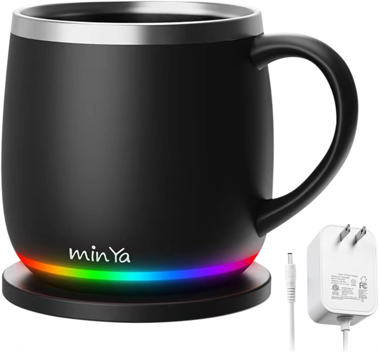 Smart Mug with LED Temperature Display – Coffee Warmer for Office & Home, Perfect Gift for Coffee Lovers,Black