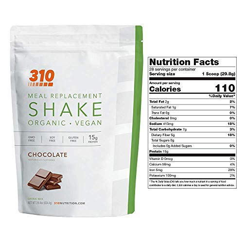310 Nutrition - Vegan Organic Plant Powder And Meal Replacement Shake - Gluten, Dairy, And Soy Free - Keto And Paleo Friendly - 0 Grams Of Sugar - Chocolate - 28 Servings #TOP2