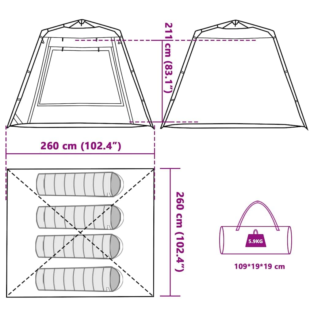 vidaXL Angelzelt 4 Personen Tarnmuster Quick Release