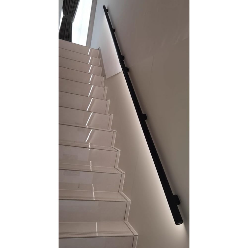 LED Stair Handrail with Sensor, Wall-Mounted Luminous Handrail for Indoor Handrail Stair, Warm White 3000K(Black-Right,100cm)