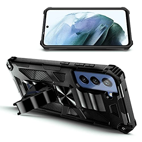Galaxy S21 FE coque béquille et protection écran verre bleu