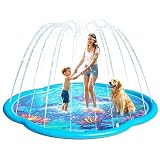 Shinepool Splash Pad Sprinkler for Kids & Dog, 75' Round Sea World Splash Pad for Toddler 1-3, Thicken Outdoor Water Toy Play Mat for Children, Backyard Inflatable Sprinkler Shallow Pool Fountain Pad