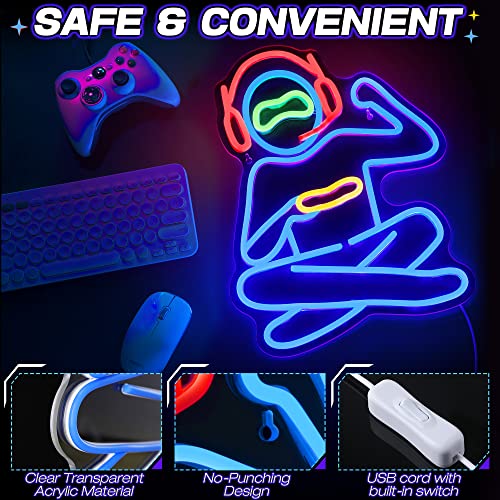 Led Gamer Neon Sign For Wall Decor, 3D Dimmable Gamer Video Neon Sign Light Usb Powered With 8 Modes Control, Transparent Light Up Signs Game Zone Decor For Boys, Teen Boys Room Decor Gifts #TOP3