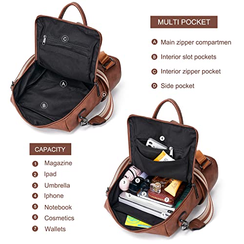 CASEEK Mochila feminina de couro: moda conversível feminina bolsa de ombro bolsa de viagem feminina