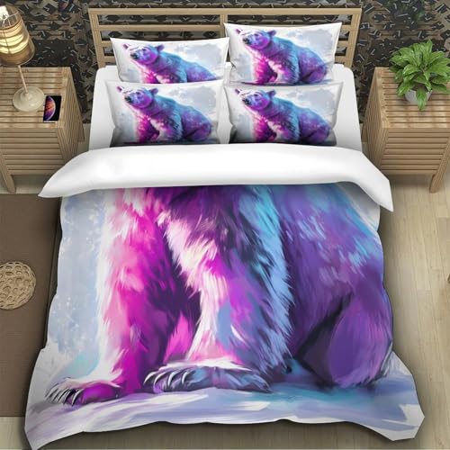 Parure de lit double 200x200cm multicolore avec housse de couette 3D - 5
