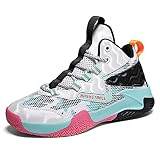 Sanearde Kids Basketball Shoes Size 4.5 Boys Cushion Sneakers Girls Mid Top School Training Shoes No