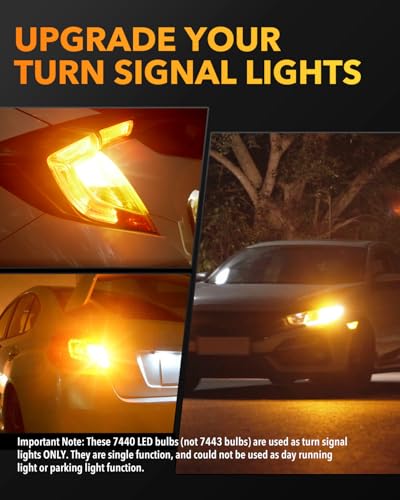 OXILAM 2026 Upgraded 7443 7440 LED Bulb Amber with Fan, CANBUS Error Free, 4000LM 600% Brighter, Turn Signal Light Anti Hyper Flash, T20 7441 W21W WY21W 7440NA Blinker Bulb Replacement (Pack of 2) - Thumbnail 7