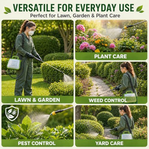 Image of Battery Powered Garden Sprayer, 2.1 Gallon Electric Plant Sprayer with Rechargeable Handle, 3 Adjustable Nozzles, Telescopic Wand,Shoulder Strap,Portable Weed Sprayer for Lawn,Garden,Yard