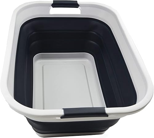 SAMMART Cesta de lavandería de plástico plegable de 36L (9.5 galones) Contenedor de almacenamiento plegable y organizador-Bañera de lavado portátil,