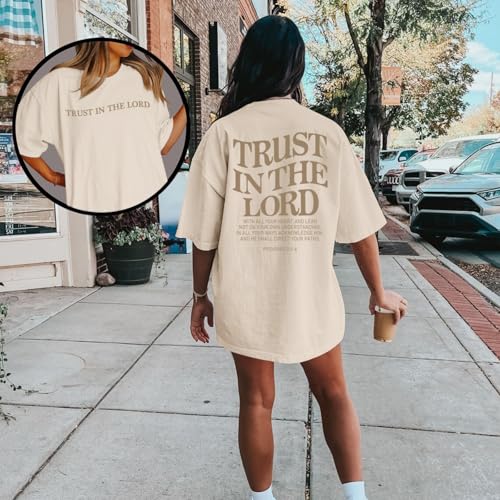 Tuislay Christian Shirts for Women Trust in The Lord Oversized Tshirts Jesus Graphic Tees Faith Religious Bible Verse Tops4