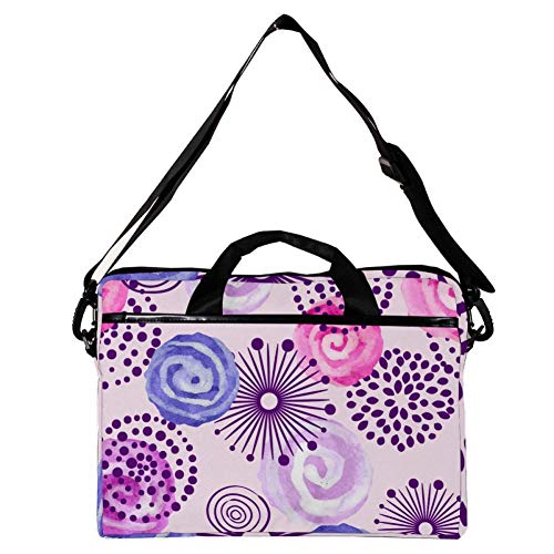 Maletín para ordenador 14 a 15 pulgadas diseño flores moradas, acabado premium con bandolera 2