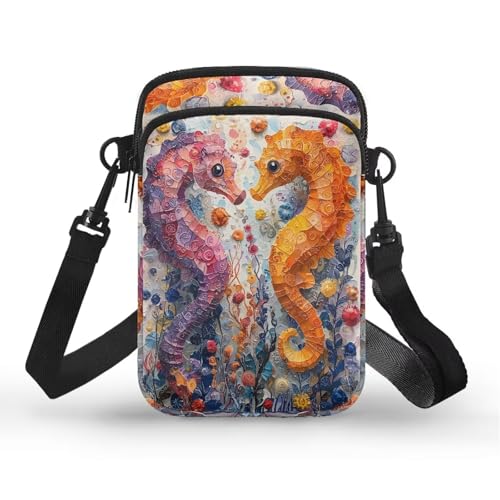 Image of Hawaiian Tribal Small Crossbody Bags for Women Cell Phone Bag Purse, Sea Turtle Zipper Sling Purses Shoulder Bag