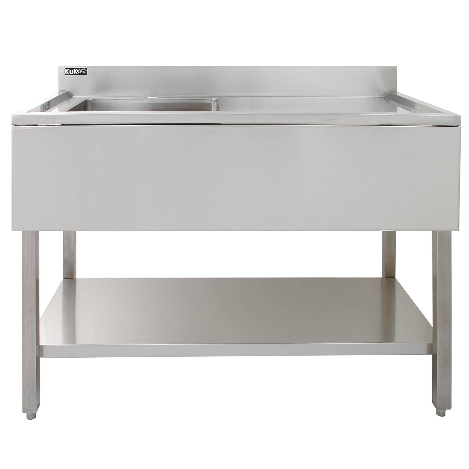 Banco de laboratorio con fregadero de acero inoxidable 1.0 superficie de drenaje para banco de laboratorio derecho mesa de trabajo para laboratorio protección contra salpicaduras tapón de seda pies