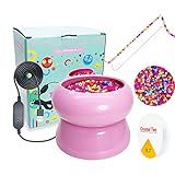 Xmada Electric Bead Spinner - Bead Spinner with 2PC Beading Needles and Seed Beads, Waist Beads Kit, Bead Spinner for Jewelry Making, Electric | Speed Adjustment Beading Tools (Pink)