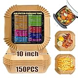 Air Fryer Disposable Paper Liner Square 10 Inch, 150PCS Large Air Fryer Parchment Paper Liners, Non-