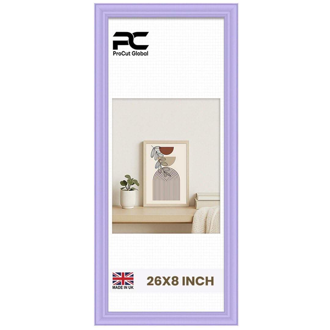Procut Global 26x8 Purple Picture Frames - Classic Wooden Photo Frame with Shatterproof Perspex for Wall or Tabletop - Perfect for Posters, Certificates & Prints - Sizes & Colors Available
