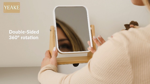 Espejo de maquillaje doble faz rectangular con storage miniatura 7