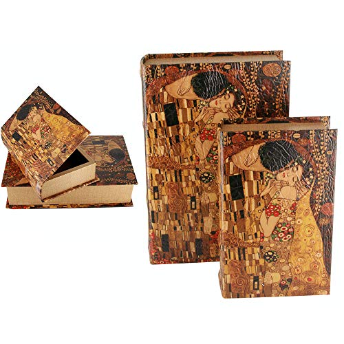 Preisvergleich Produktbild Carmani - Schmuckschatulle mit 'The Kiss' von Gustav Klimt Satz von 2