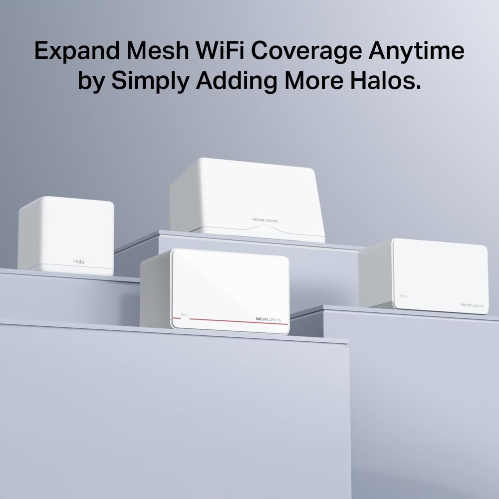 MERCUSYS Halo H37BE - Sistema Mesh Wi-Fi 7 3 Unidades – Cobertura hasta 650 m², Velocidad Dual-Band 6,5 Gbps, Puertos 2×2,5G + 1×1G, Soporte para más de 200 Dispositivos