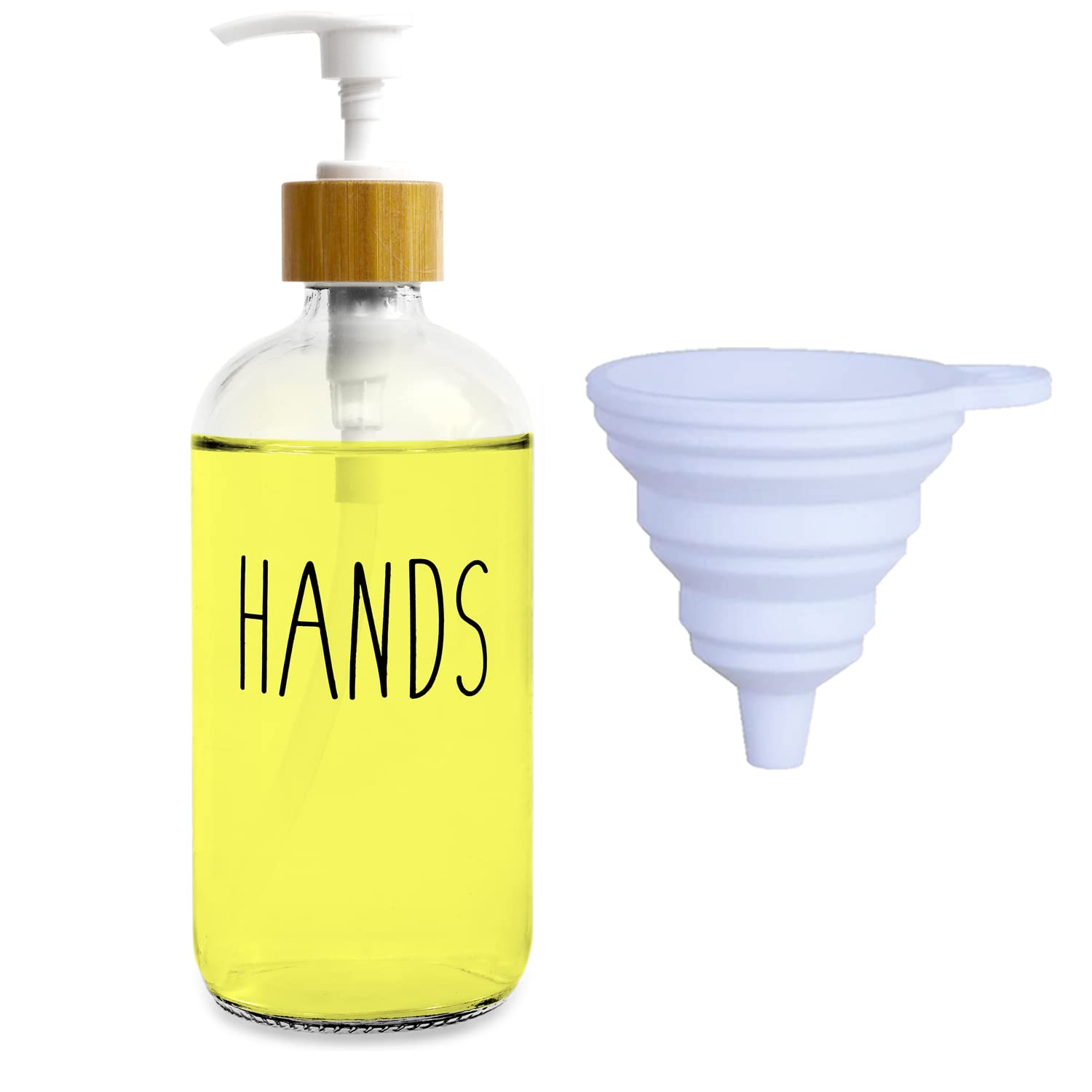 LOOCHICA Clear Glass Soap Bottle - Hands Free Dispenser for Kitchen or Bathroom