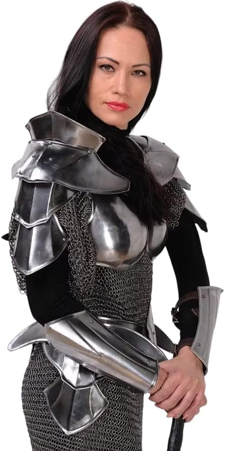 Medieval Lady Warrior Viking Armor Fantasy Women's Body Armor Renaissance Halloween Party Cosplay Costume Silver