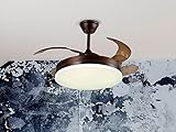 Este espectacular ventilador de techo tiene tecnología LED CCT, está hecho de metal con un acabado en marrón mate y su aro en negro. Tiene un difusor opal y sus aspas escamoteables son de color smoke, en acrílico. Tiene un motor DC de 6 velocidades e inversión. Temp. color regulable. Incluye temporizador y sistema de fijación antibalanceo.&nbsp;