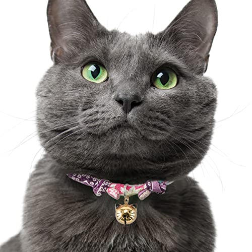 Necoichi Chirimen Hanabi Fireworks Cat Collar (Purple) #TOP3
