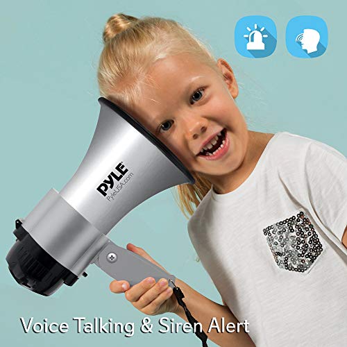 Portable Megaphone Speaker Siren Bullhorn - Compact And Battery Operated With 30 Watt Power, Microphone, 2 Modes, Pa Sound And Foldable Handle For Cheerleading And Police Use - Pyle Pmp33Sl (Silver) #TOP4