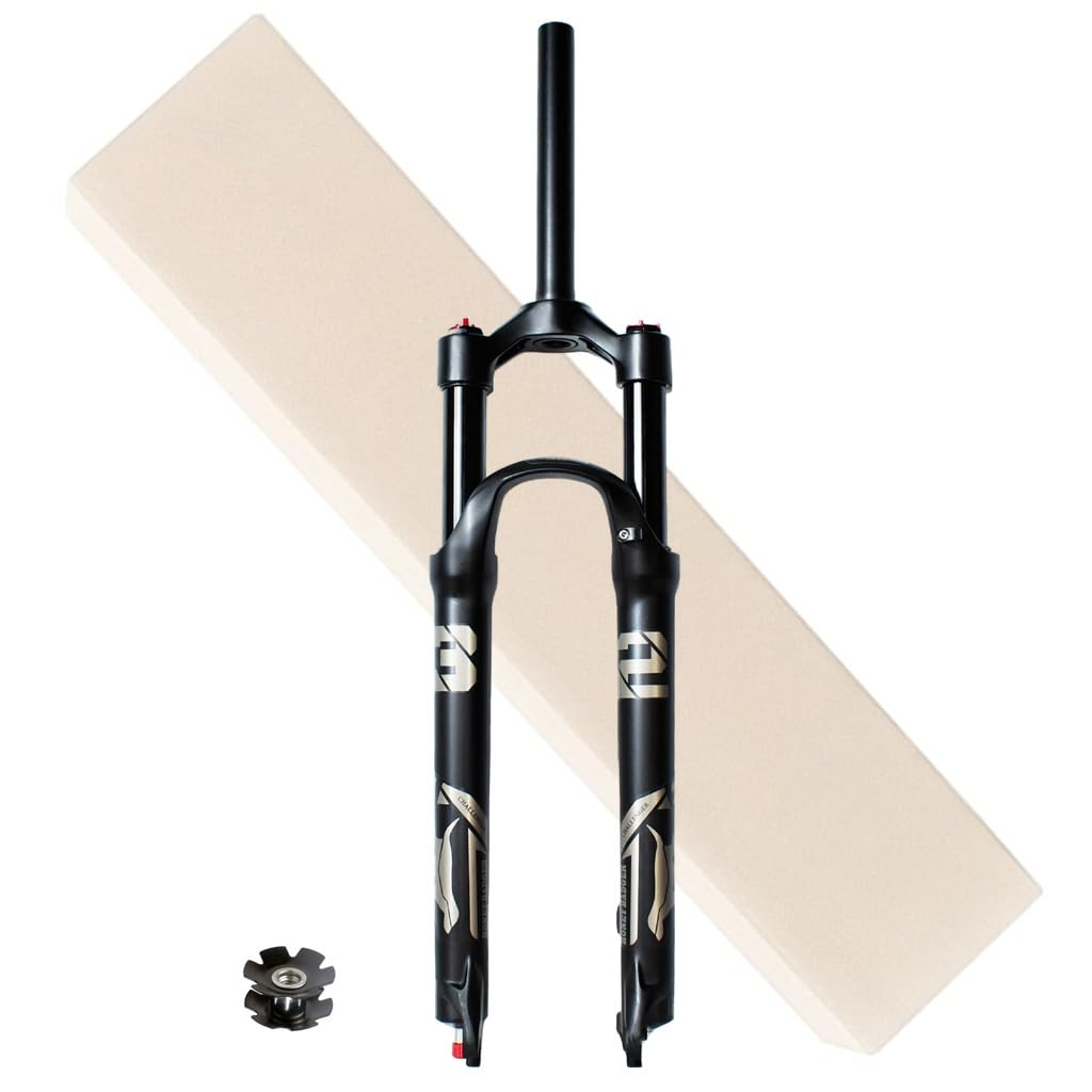 HOMSXPAC Bike Suspension Fork 26 Inch 27.5/29 Inch, Bicycle Aluminum Alloy 1-1/8" Straight Tube Steerer Air Front Forks QR Travel 140mm