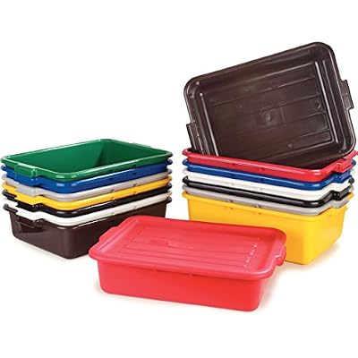 Carlisle FoodService Products CFS N4401204 Comfort CurveTM Ergonomic Wash Basin Tote Box Lid, Universal, Yellow (Pack of 12)
