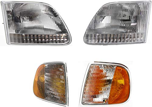 Garage-Pro Headlight Compatible with 1997-2002 Ford Expedition, Fits 1997-2003 Ford F-150, Fits 1997-1999 Ford F-250 KIT Driver and Passenger Side