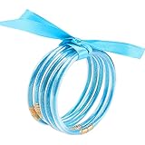 HIIXHC Girls Bracelets Glitter Jelly Bangles Bracelets for Women Set Stack Plastic Bracelets Friends