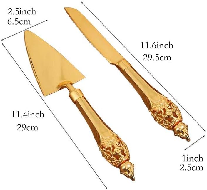 Celebration Gold Wedding Cake Knife Server Set Vintage Design Cake Cutter for Party