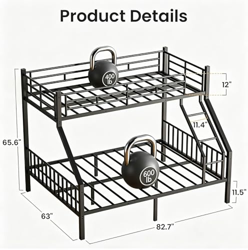 Heavy Duty Twin XL Over Queen Bunk Bed
